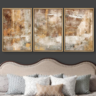 Grunge Abstract Paint Stroke Effect " Minimal Brown " 3 - Pieces