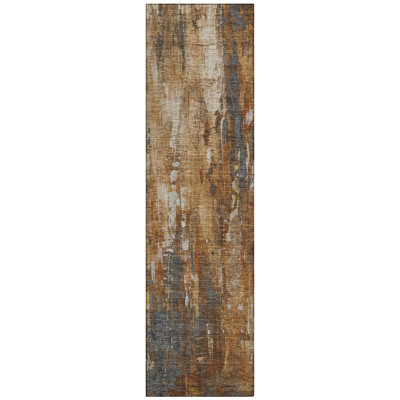Caelion Orange Washable Indoor-Outdoor Rug - LOOMLAN
