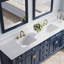 Meuble-lavabo Gamella 84 po L x 35 po H en bois massif, avec comptoir en quartz blanc de Carrare et double lavabo, bleu marine-1536459239-1500794681