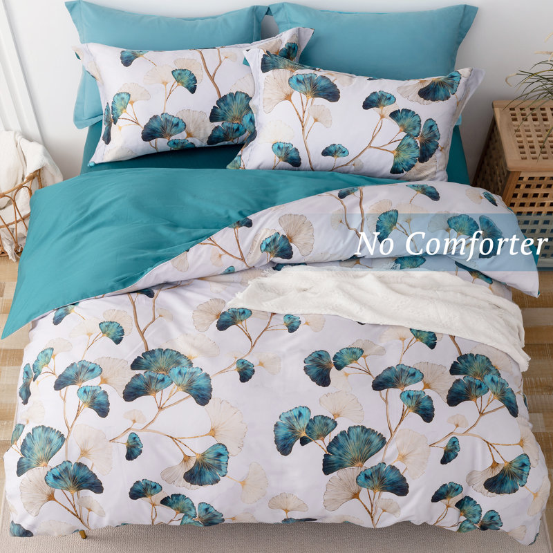 Lunaria 100% Long-Staple Cotton Duvet Cover Set Kaycee Pattern Printed Comforter Cover 3Pcs, Ultra Soft & Breathable Bedding Set