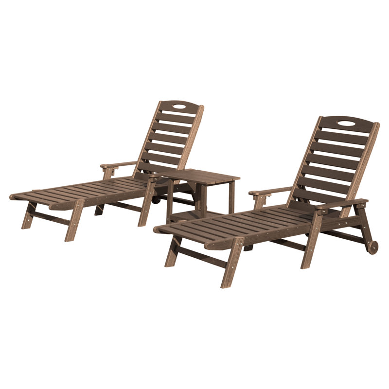 Pool Lounge Chairs with Table, Brown