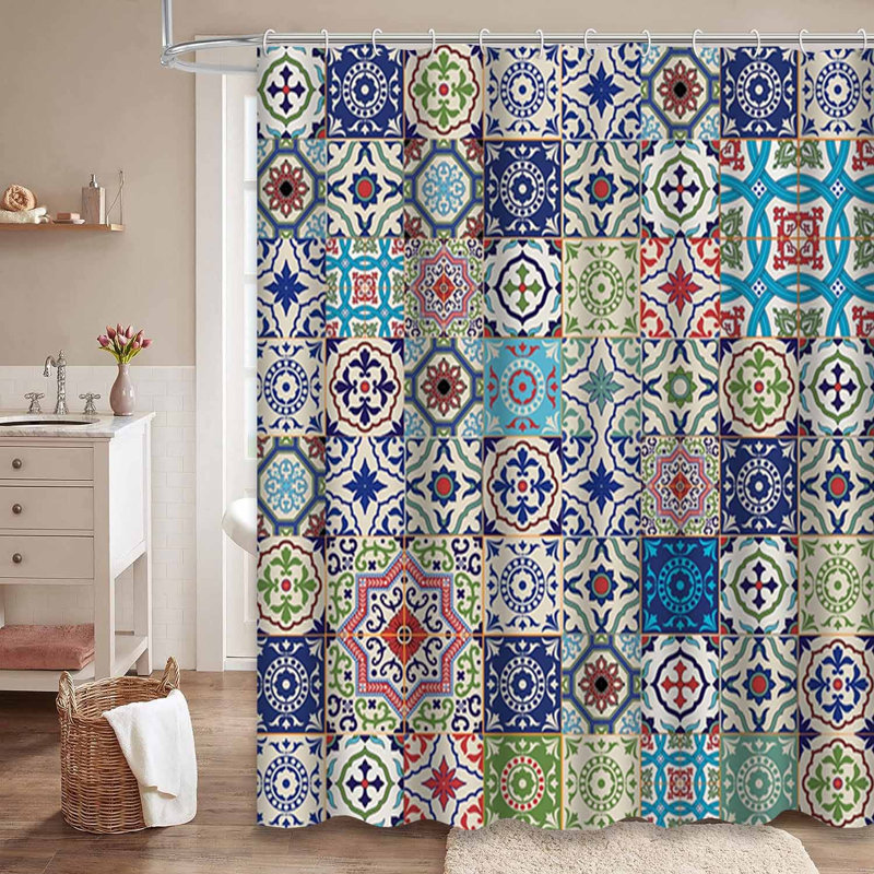Rideau de douche avec 12 crochets Arabesque, 72" L x 72" W