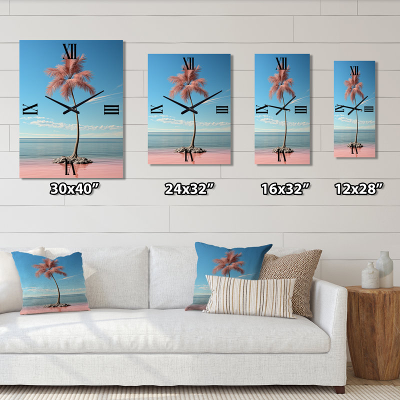Horloge murale bord de mer bleu et rose Sea Breeze, Petit