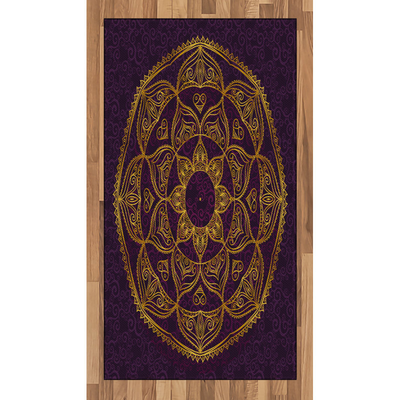 Mandala High Density Long Fiber Poly Threads Decorative Area Rug Carpet, Rectangle 2'7" x 5'