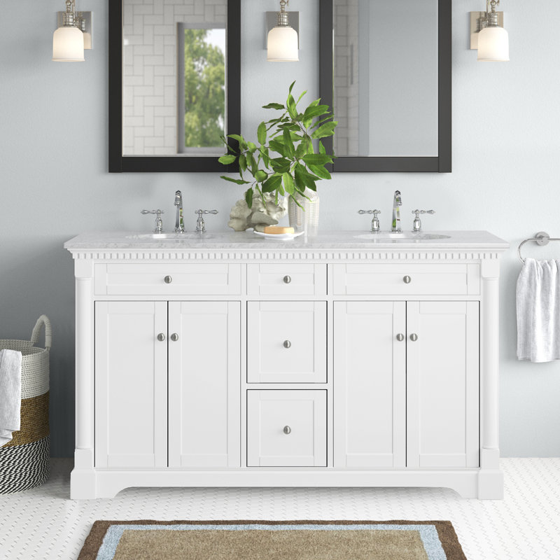 Ensemble de meuble-lavabo double 60 po Clarence, Blanc