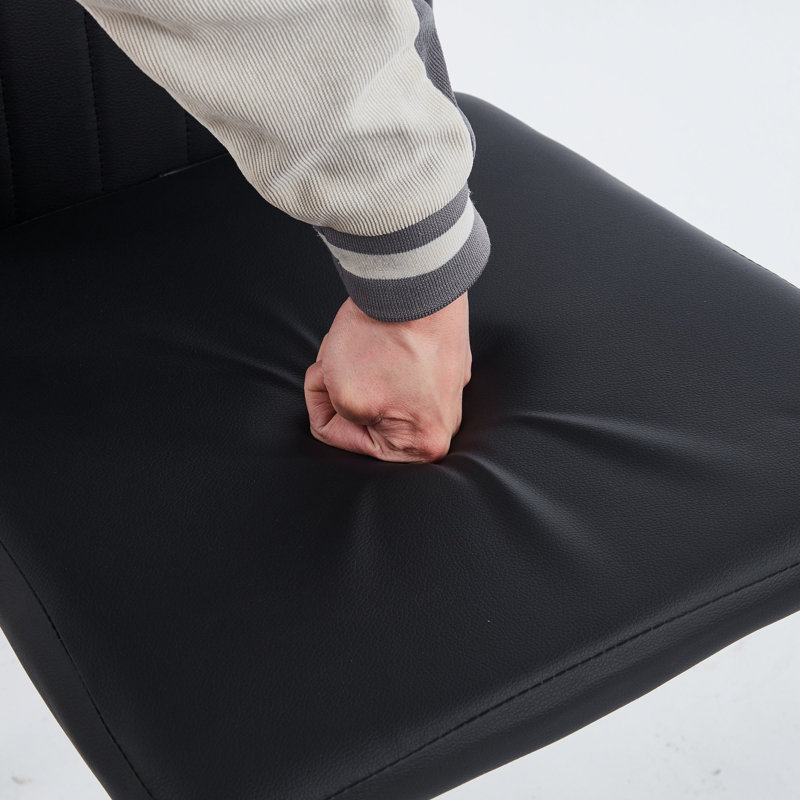 Ensemble de 4 chaises, couleur dorée, siège noir, Noir, Doré