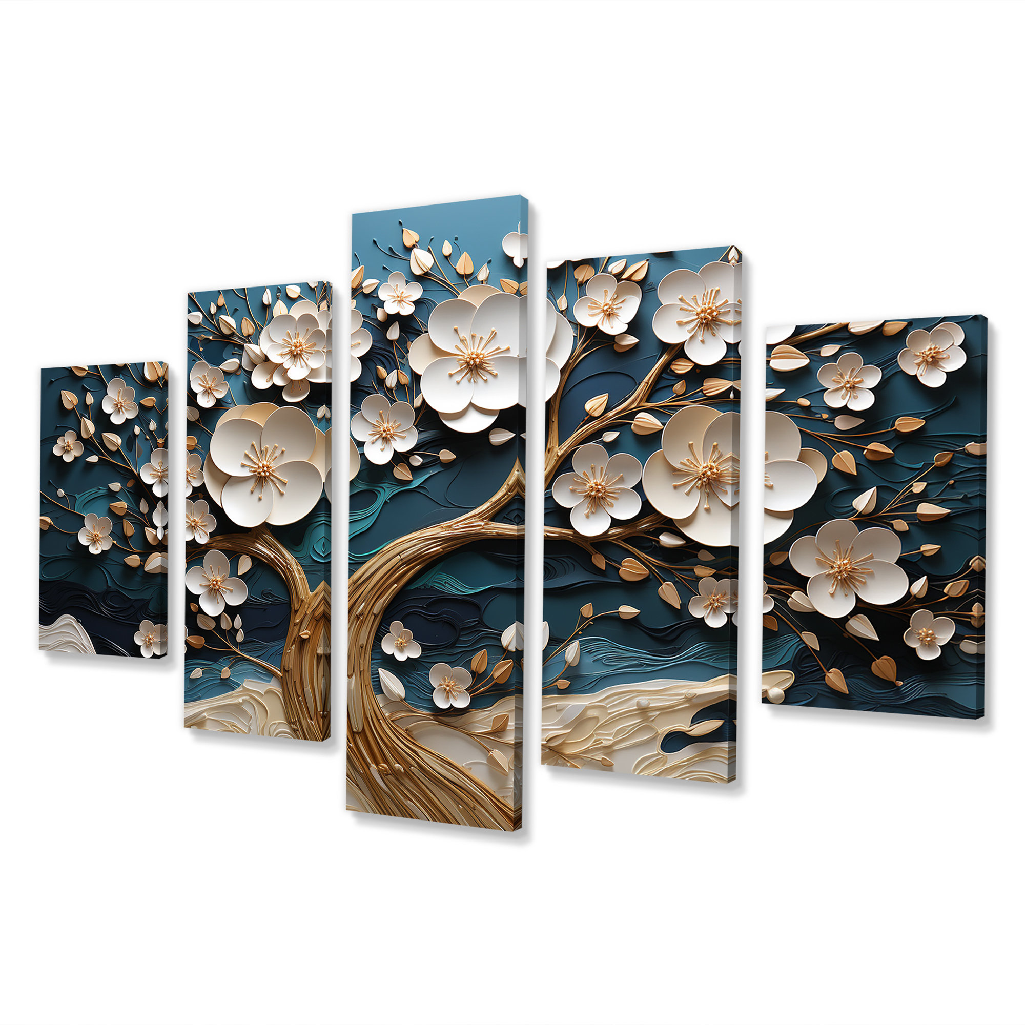 Lark Manor™ 'Blue And White Orchid Tree Golden Of Branches I - Tree ...