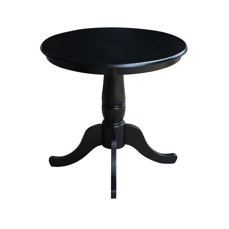 Solid Wood Pedestal Dining Table, 30" H x 30" L x 30" W, Black