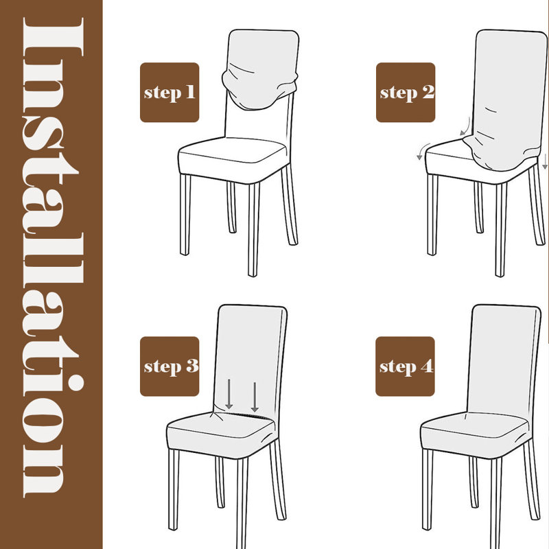 Housse de chaise de salle à manger, housse de chaise en velours, ensemble de 4, Brun