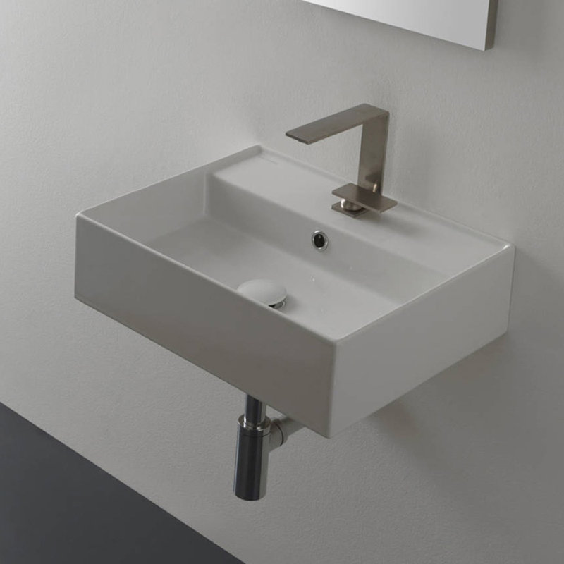 Scarabeo By Nameeks 15.1'' White Ceramic Rectangular Bathroom Sink with Overflow, One Hole