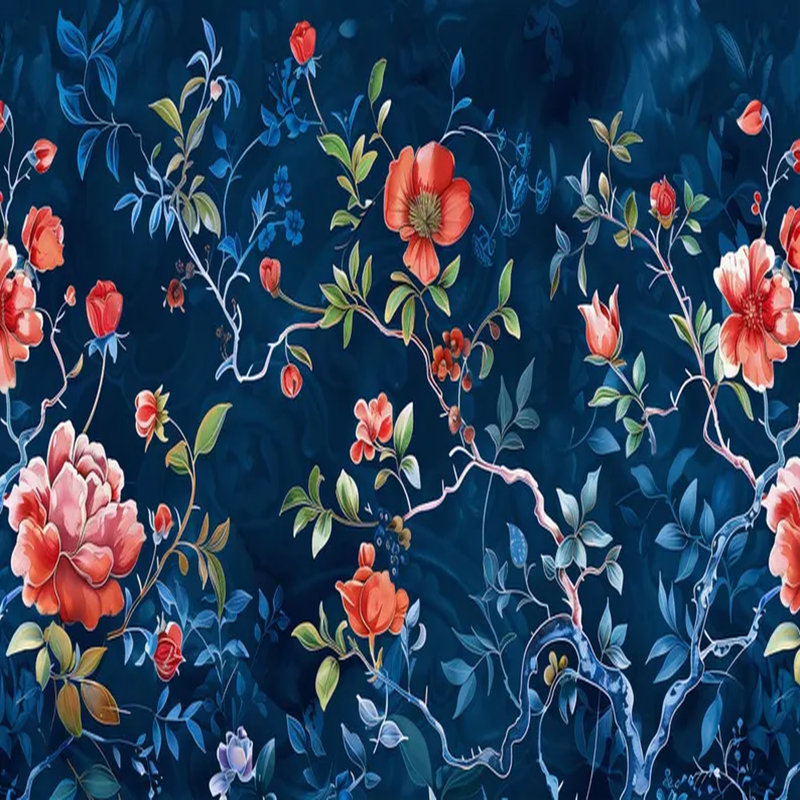 Midnight Botanical Elegance, 114" L x 204" W