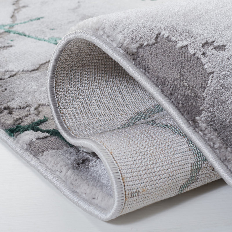 John-Paul Craft Performance Abstract Rug, Rectangle 2'7" x 5', Grey/Green