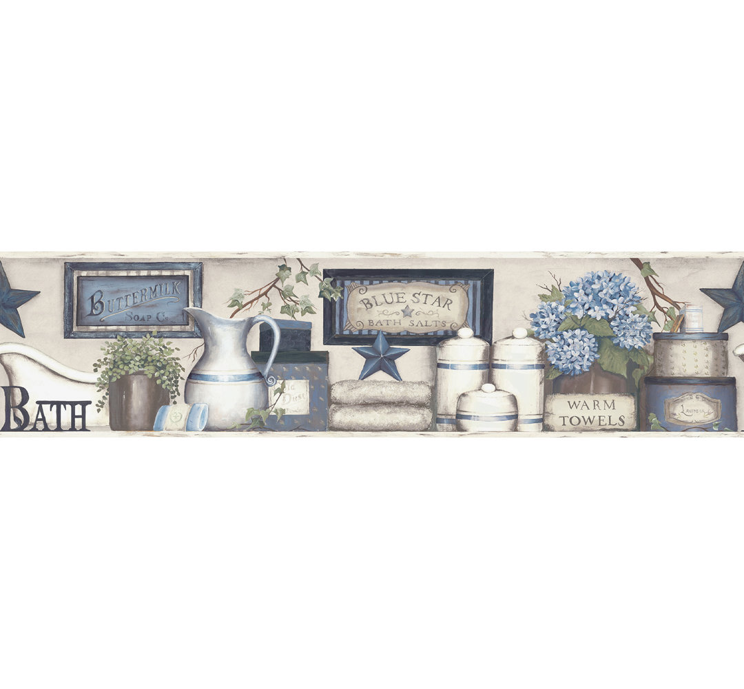 Country Bath Blue Rustic Border Gracie Oaks 