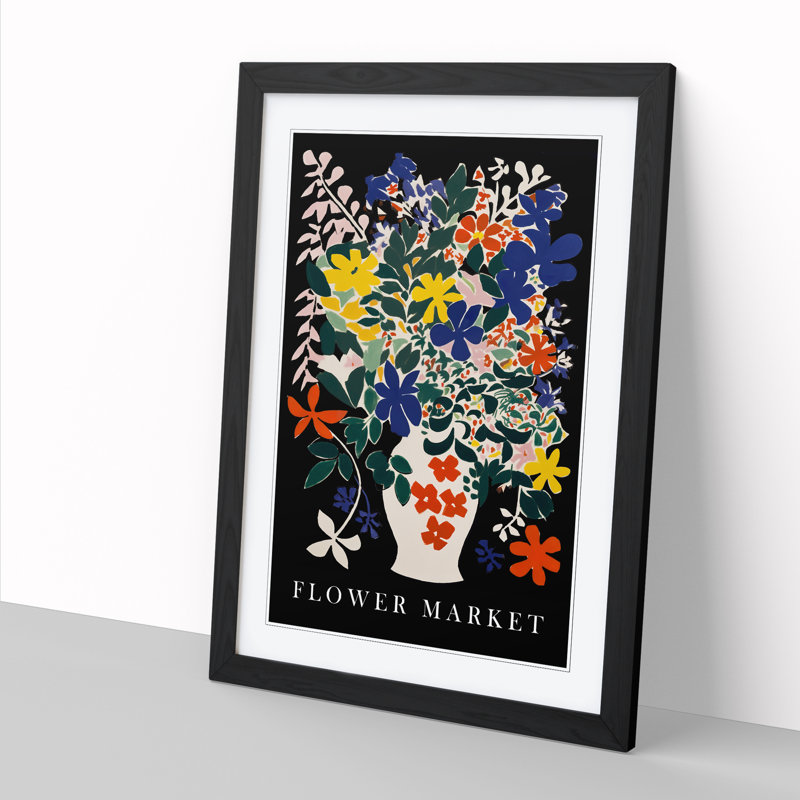 Flower Market Exhibition Sign - Single Picture Frame Print on Wood, 64cm H x 46cm W x 2cm D