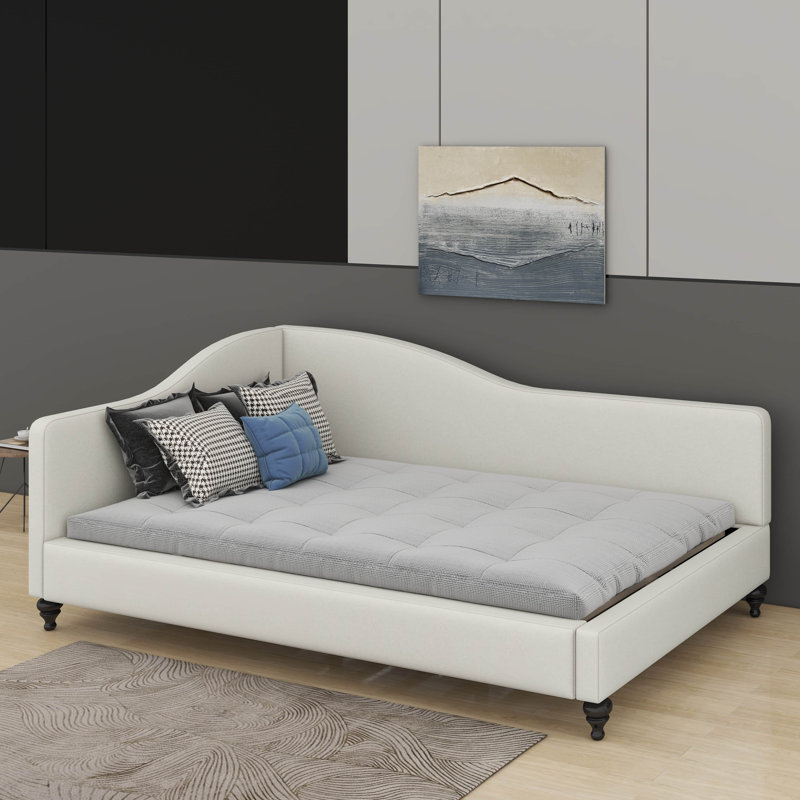 Full Size L-Shaped Daybed, Beige, Full/Double