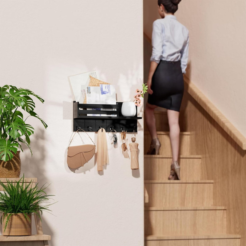 Wood Wall Organizer, Black