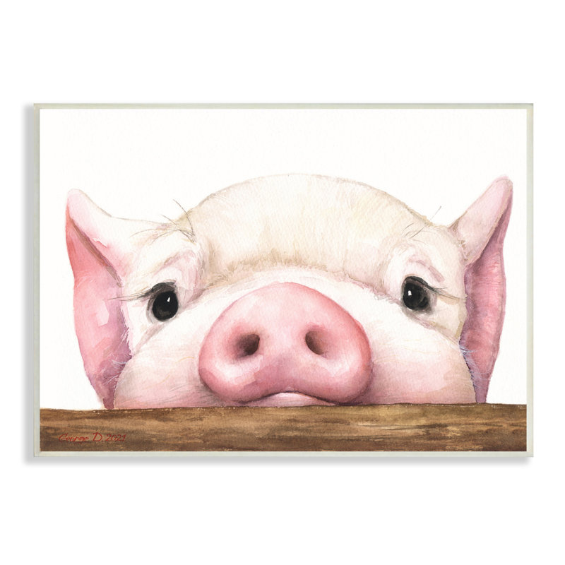 Doux cochon rose au repos, museau de ferme, reproduction d'art sur plaque par George Dyachenko, H 13 po x l 19 po x P 0,5 po