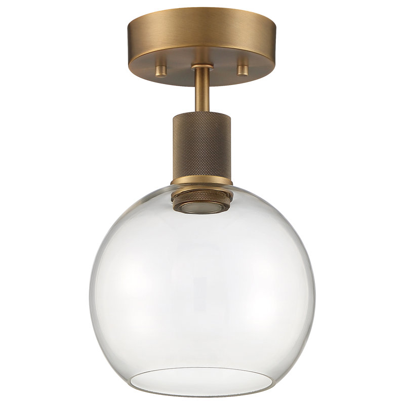 Southglenn Glass Semi Flush Mount, Antique Brushed Brass