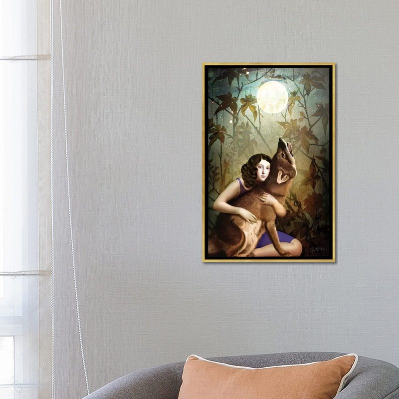 La lune II par Catrin Welz-Stein - reproduction, H 26 po x l 18 po x 1,5 po, Toile encadrée d'or, Pas de tapis