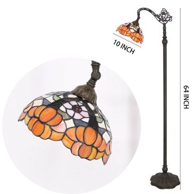 Tiffany Floor Lamp Stained Glass Yellow Flower Arched Reading Light Gooseneck Adjustable Corner Standing Lamp 10X16X64 Inch for Bedroom Living Room Home Office