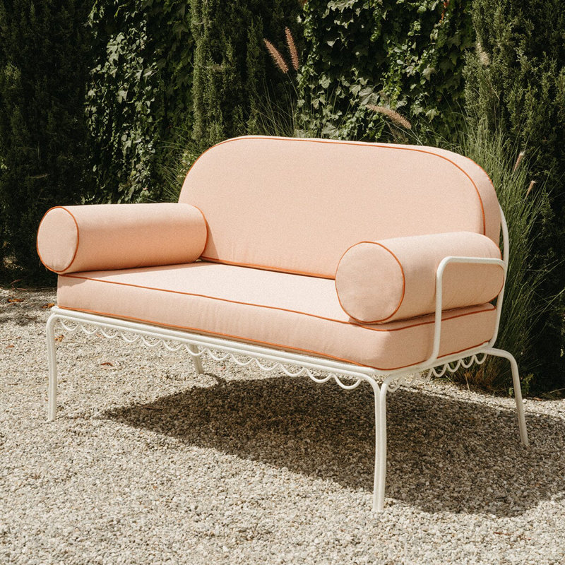 Love Seat Slip Cover Set, Green/Pink Striped Acrylic