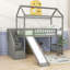 Lit mezzanine simple avec glissade, marches de rangement et échelle-930751445