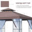 300cm x 300cm Coffee Brown Double-Tier Patio Gazebo with PA-Coated Polyester Canopy, Mosquito Netting, and Sturdy Steel Frame for Outdoor Garden and Backyard Use