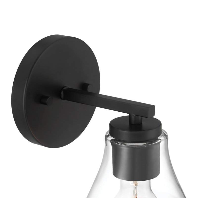 Lumière de meuble-lavabo à intensité variable, Une lumière, Noir mat, 10" H x 5.2" W x 6.5" D