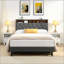 Base de lit tapissier grand format avec tête de lit moderne en tissu capitonné-664725478