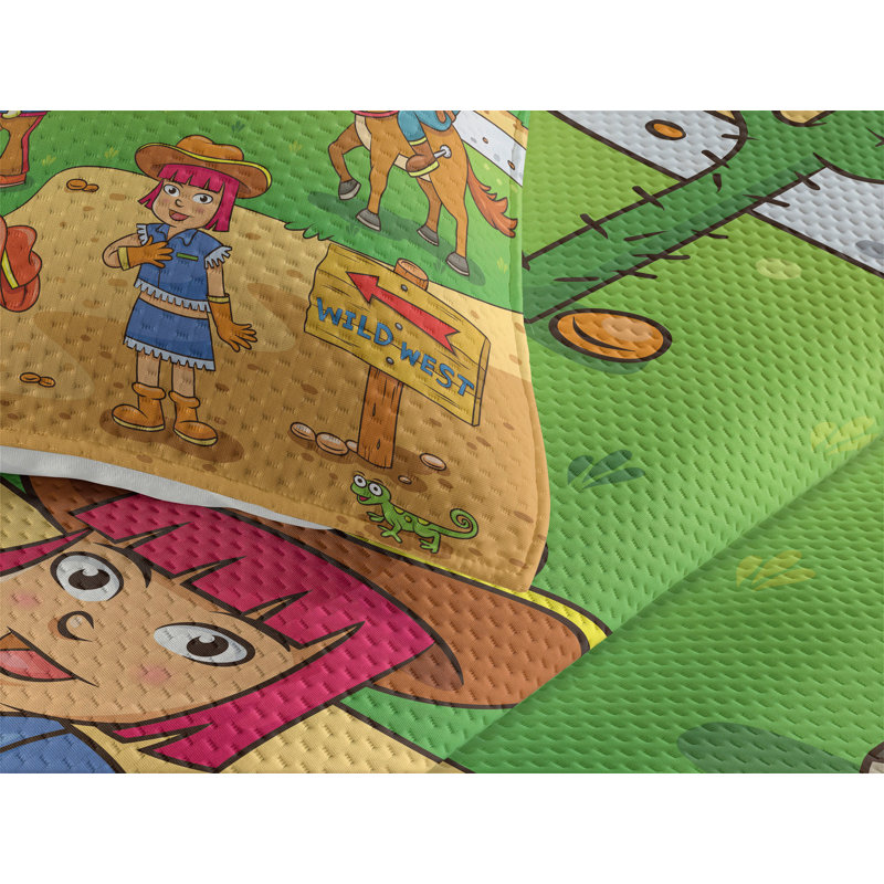 Cartoon Polyester Coverlet, King Bedspread + 2 Shams