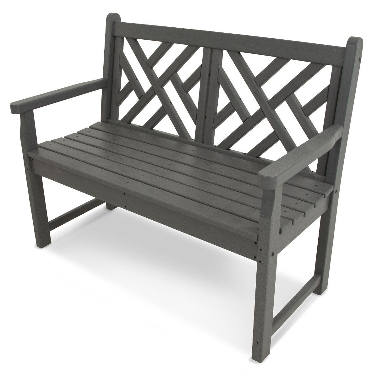 POLYWOOD® Chippendale 47" Garden Bench, Slate Gray