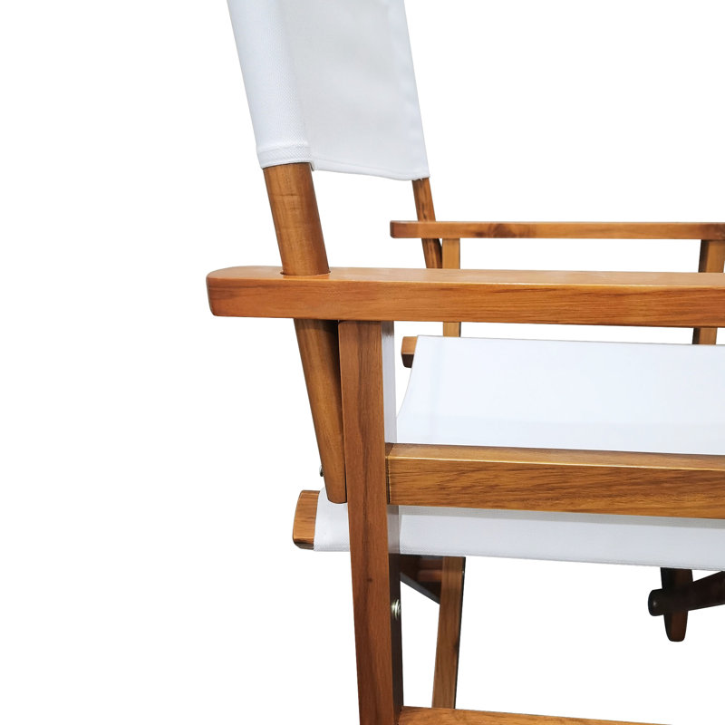 Folding Chair Pair - Wooden Director Chairs With White Canvas. , Made Of 100% Populus Wood. Breathable And Easy To Clean Canvas Seat. Strong Load-Bearing Capacity For Various Users. Foldable Compact
