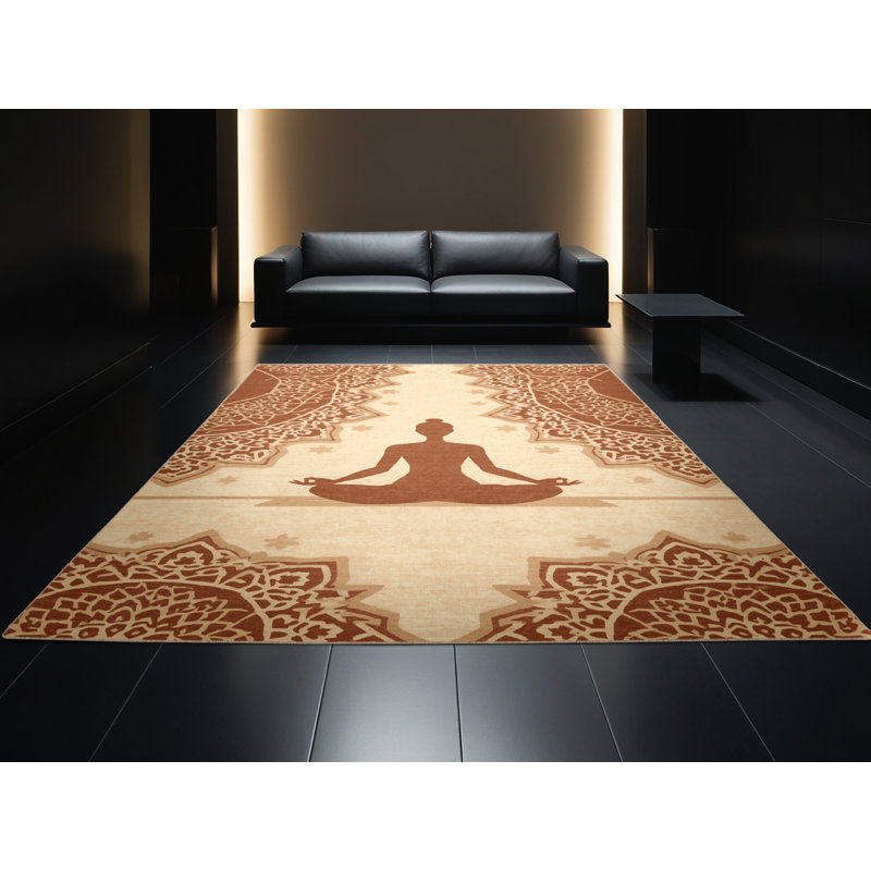 Tapis marocain d'inspiration mondiale Pavni Lotus, 2 x 4