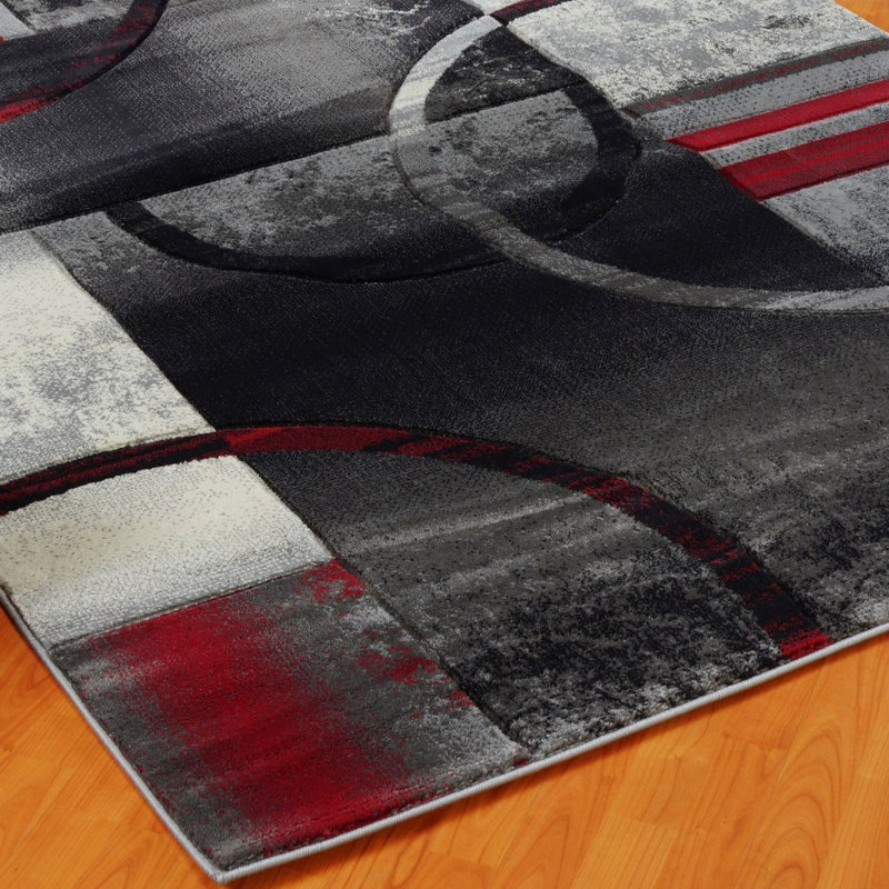 Tapis géométrique gris Collier, Rectangle 3 pi 9 po x 5 pi 5 po