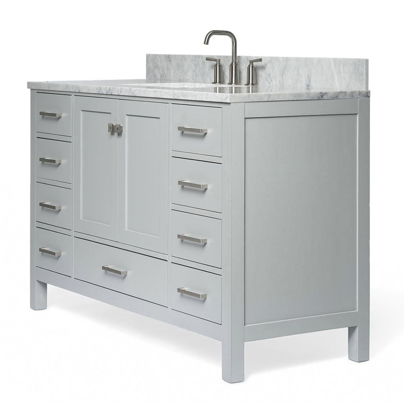 Flynt Single Bathroom Vanity Set, Gray/Brushed Nickel, Rectangular, 55" W