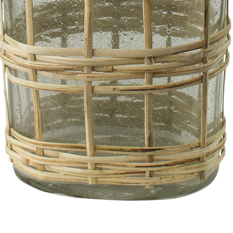 Bouteille, verre et rotin - moyen, H 10 po x l 5 po x P 3 po