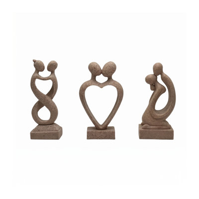 Abstract Couple Kissing Statue Set - Beige