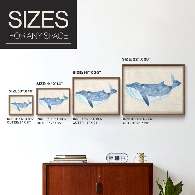 Rustic Whale II -Framed Print - Restickable, Walnut, 22" H x 28" W