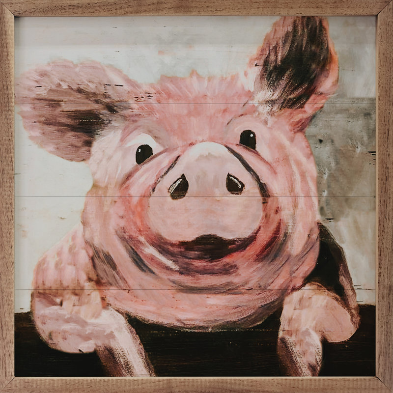 Cochon rose par Morgan Adams, L 16 po x H 16 po