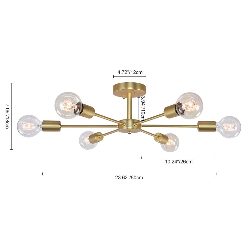 6-Light Sputnik Semi Flush Mount