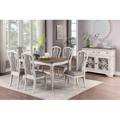 Transitional Style 7Pc Dining Set Dining Table