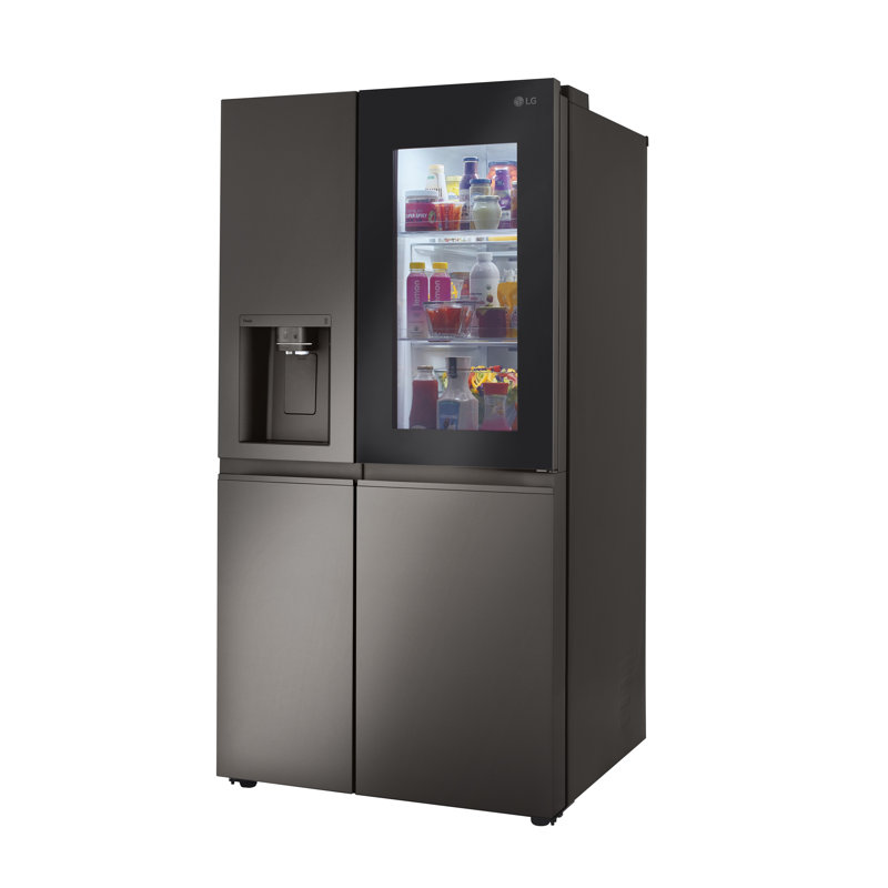 Black Stainless Steel 27 cu. ft. Smart Side-by-Side Refrigerator with InstaView and Craft Ice