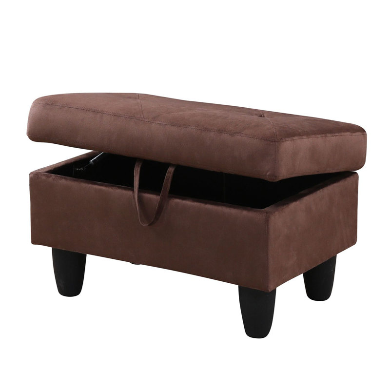 Keevha 28.5" Diamond Tufted Storage Ottoman Entryway Bench, Brown Microfiber / Microsuede