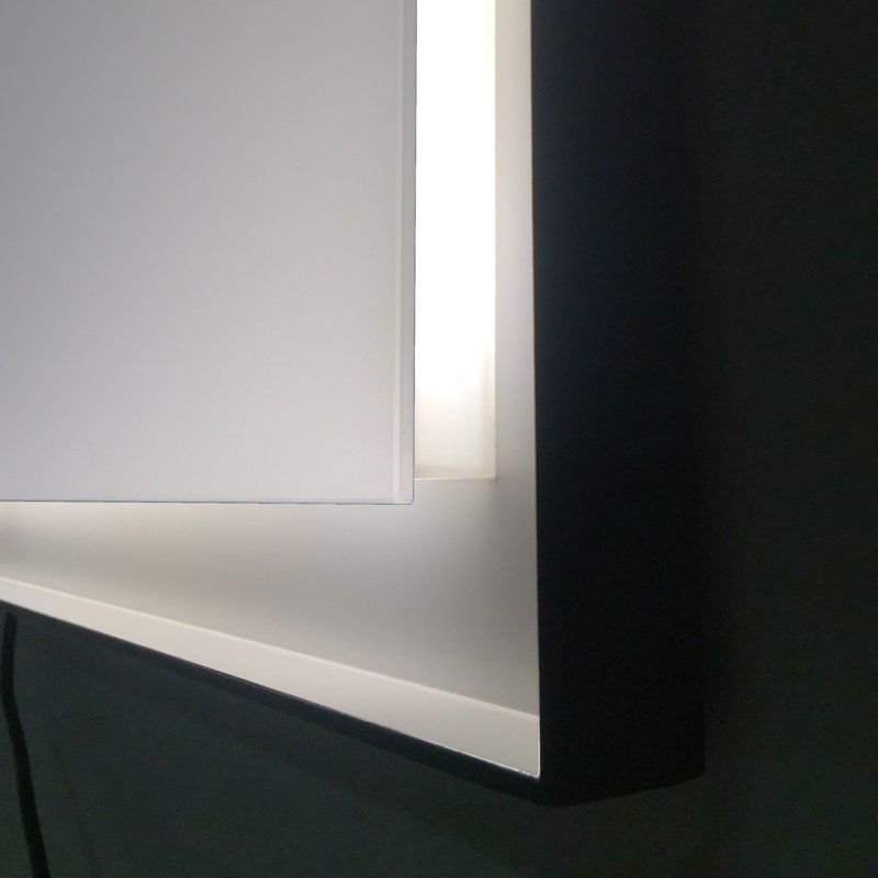 Black Aluminum Frame Lighted Bathroom Mirror, 31" H x 24" W