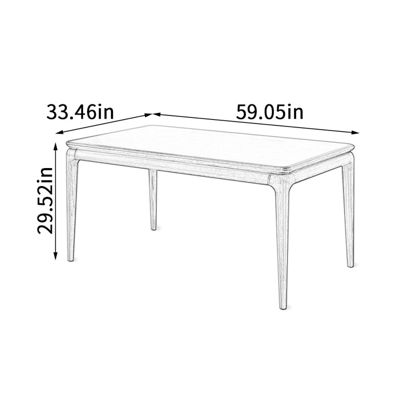 Simple Rosewood Solid Wood Thick Dining Table, 29.52"H x 59.05"L x 33.46"W