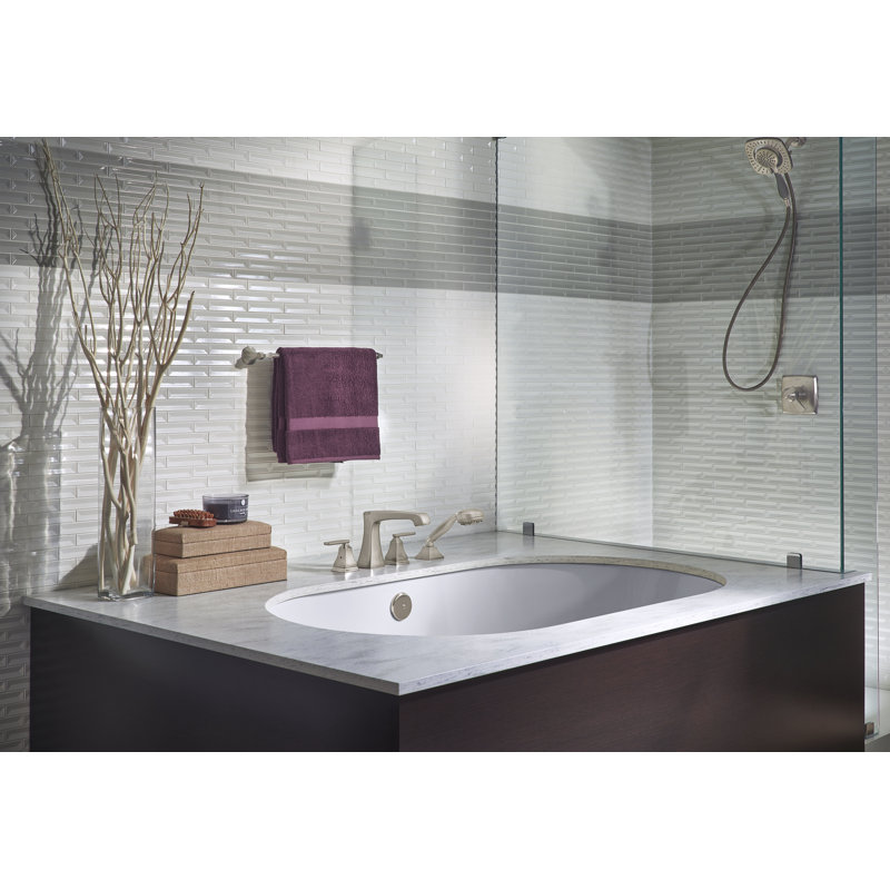 Ashlyn Double Handle Deck Mounted Roman Tub Faucet Trim with Handshower, Brilliance Stainless