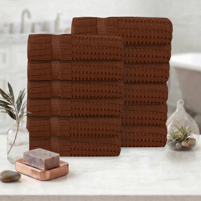 Ensemble de serviettes 12 pièces Willow - 100% coton peigné, qualité supérieure 630 g / m², chocolat, ultra doux et très absorbant (12 serviettes de bain)