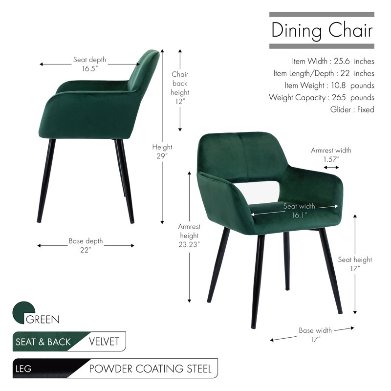 Angeleah Upholstered Dining Chair, Green