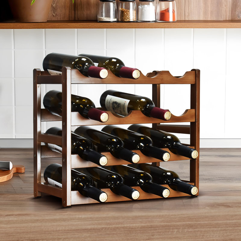Alfret 16 Bottle Tabletop Wine Bottle Rack Brown