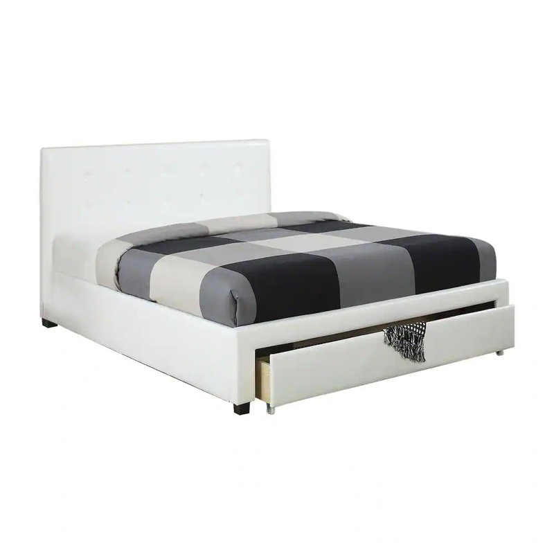 Rembourrage en similicuir pour lit double, Blanc